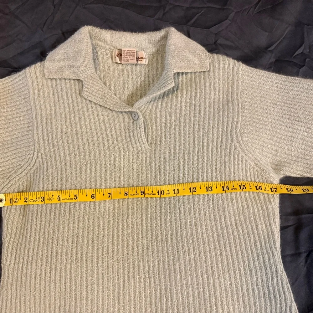 Norm Thompson Sky Blue V-Neck Sweater - Picture 7 of 10
